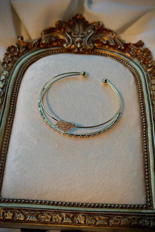 Vintage Yaprak Figürlü Zirkon Taşlı Halka Bileklik