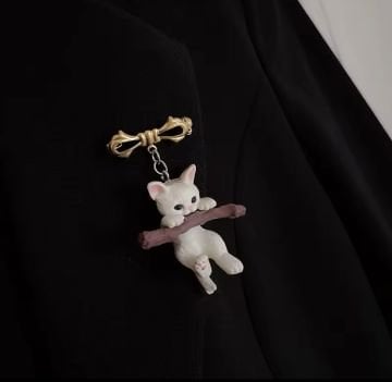 Sevimli Kedi Tasarım Vintage Broş