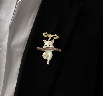 Sevimli Kedi Tasarım Vintage Broş