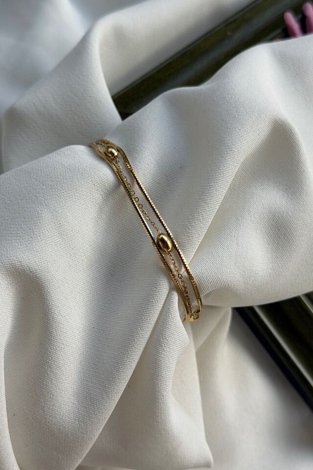 Oval Figürlü Çok Katmanlı Vintage Çelik Bileklik