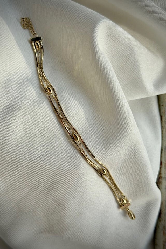 Oval Figürlü Çok Katmanlı Vintage Çelik Bileklik