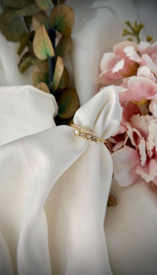 Minimal Kalp Detaylı Zirkon Taşlı Vintage Yüzük