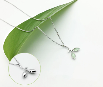 Yaprak Tasarım Vintage Gümüş Kolye