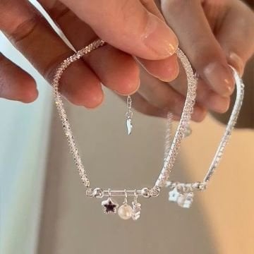 Purple Star Taş Detaylı Gümüş Bileklik