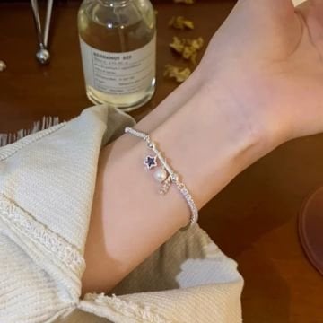 Purple Star Taş Detaylı Gümüş Bileklik