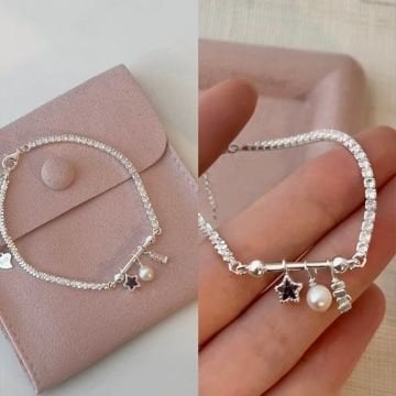Purple Star Taş Detaylı Gümüş Bileklik