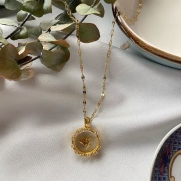 Kuş Figürlü Vintage Çelik Kolye