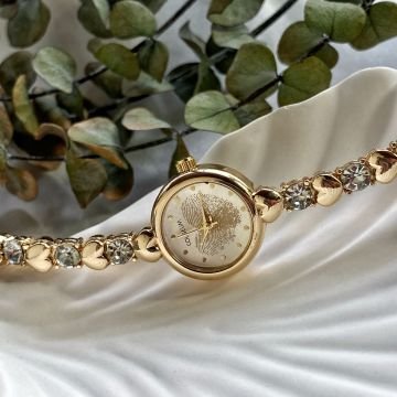 Kalp Parmak İzi Tasarım Saat Gold