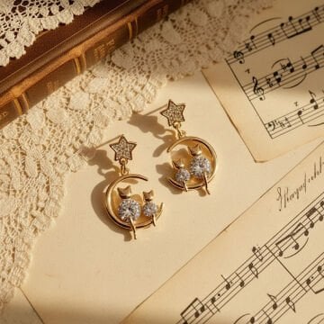 Cats on The Moon Küpe