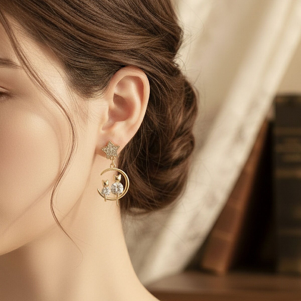 Cats on The Moon Küpe