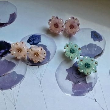 Renkli Çiçek Tasarım Küpeler