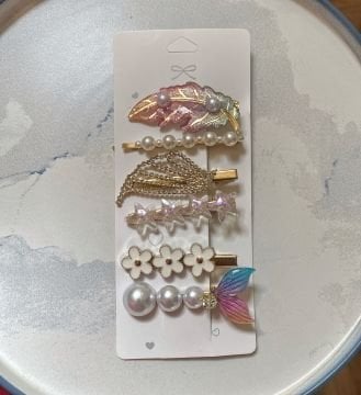 Balık Kuyruğu ve Yaprak Figürlü 6'lı Toka Set