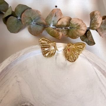 Vintage Gold Kelebek Küpe