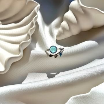 Blue Stone and Leaf Yüzük