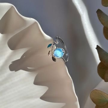 Blue Stone and Leaf Yüzük