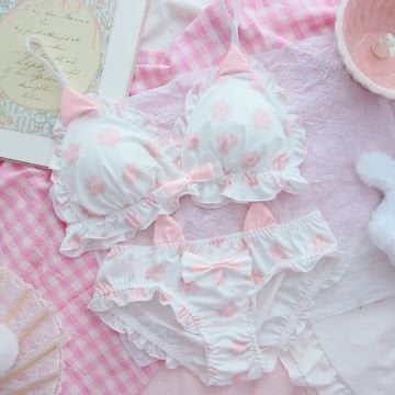 Pati Desenli İç Çamaşırı Takım 70(ABC)-75(AB) - Pembe