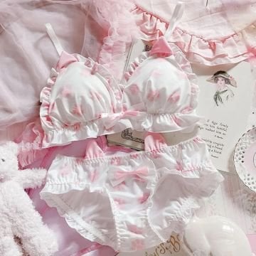 Pati Desenli İç Çamaşırı Takım 70(ABC)-75(AB) - Pembe