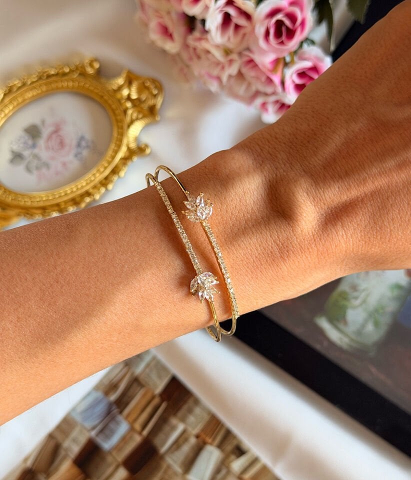 Lotus Çiçeği Zirkon Taşlı Kadın Halka Bileklik