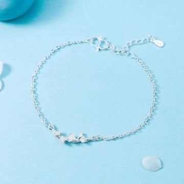 Mabet Ağacı Yaprağı Gümüş Bileklik