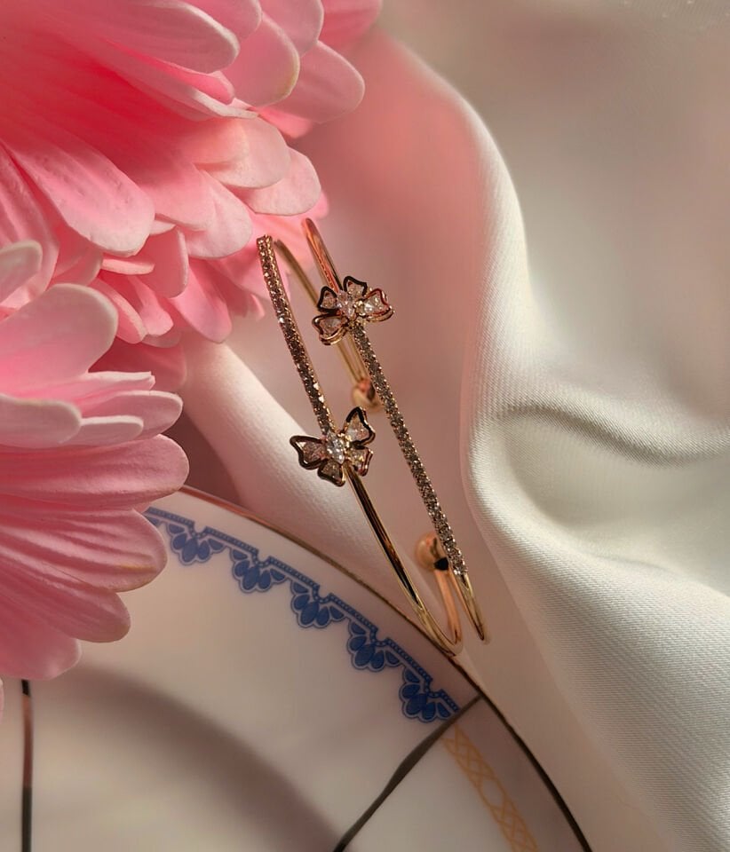 Vintage Kelebek Motifli Zirkon Taşlı Halka Bileklik