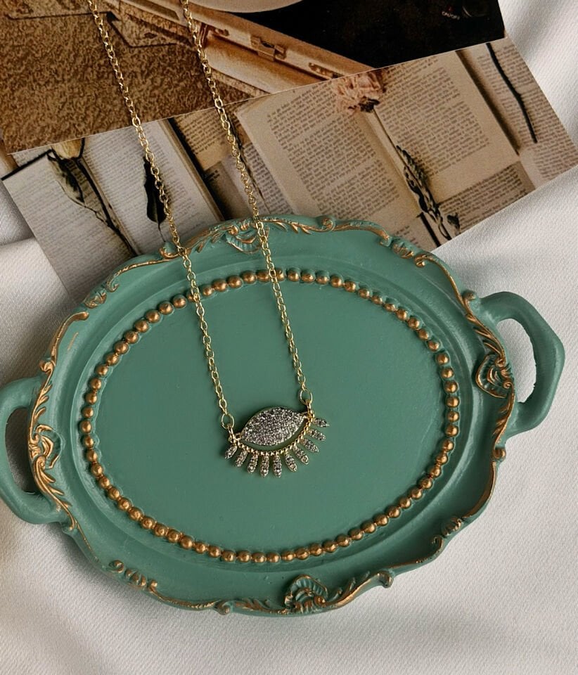 Zirkon Taşlı Tasarım Göz Kolye