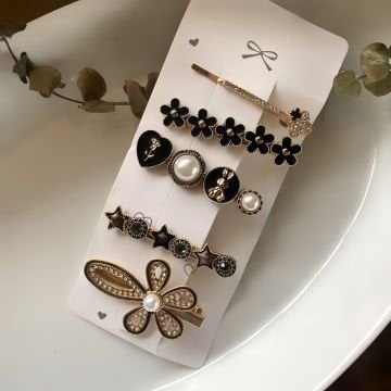 Tavşan ve Gül Figürlü 5'li Toka Set