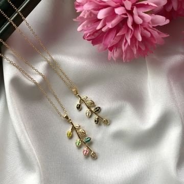 Yaprak Tasarım Çelik Kolye