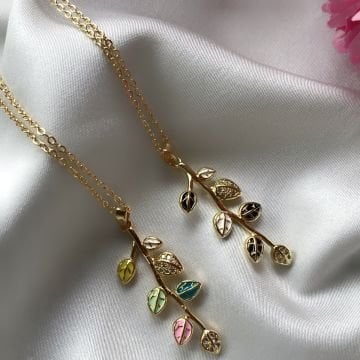 Yaprak Tasarım Çelik Kolye