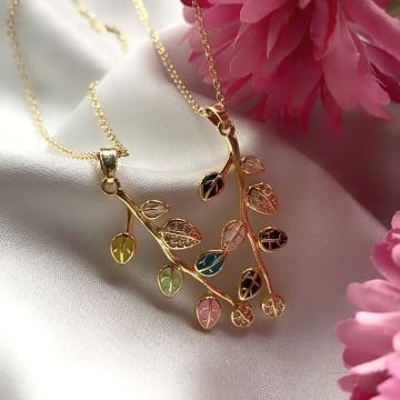 Yaprak Tasarım Çelik Kolye