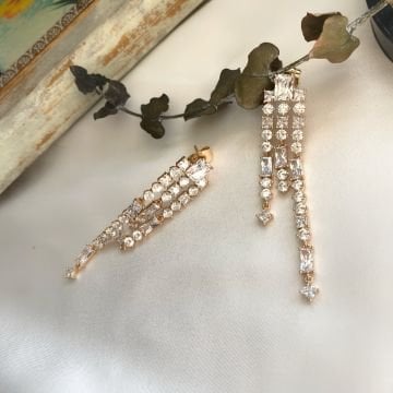 Taşlı Püskül Küpe