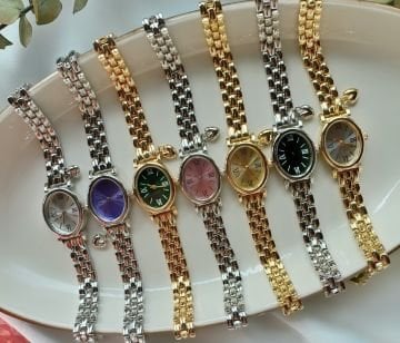 Vintage Oval Tasarım Kalp Charm Detaylı Saat